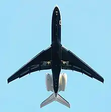 Bombardier Global Express showing rear fuselage thinning between engines