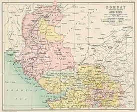 Bombay Presidency in 1909, northern portion