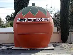 Bono's Orange Stand in Fontana, California (1936); used to sell California orange juice to hot drivers who all lacked air conditioning at that time.