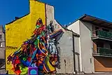 Unicorn made of waste by Portuguese street artist Artur Bordalo (BordaloII) at NuArt Festival Aberdeen (2018)