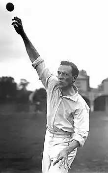 A cricketer about to bowl.