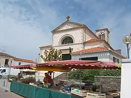 The church and the square, with the market