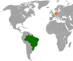 Map indicating locations of Brazil and Germany