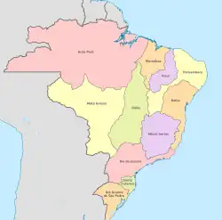 The captaincies of the Viceroyalty of Brazil in 1750