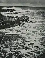 Break, Break, Break, on thy cold grey Stones, o Sea, a photograph by Rudolf Eickemeyer Jr. The title is a quote from the 1842 poem.