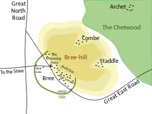 Placenames of Bree-land, with the villages of Bree, Combe, Staddle, and Archet in the Chetwood, that Tolkien meant to sound and feel Celtic.