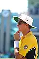 Brett Lee in the outfield in the 7th match against England at Bellerive Oval