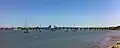 The bridge, with the center span open, as seen from the Castillo de San Marcos.