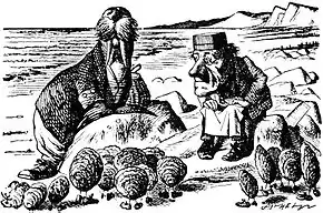 The Carpenter in Lewis Carroll's Through the Looking-Glass wears a printer's hat.