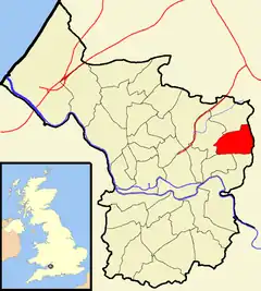 Map showing Hillfields ward on the eastern side of the city