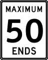 Speed limit ends sign in British Columbia