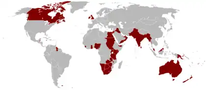 A world map highlighting the British Empire