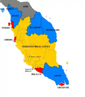 Beruas, Manjung (as Dinding on the map above) was the presumed location of Gangga Negara, as seen in this map of British Malaya.