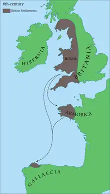 Map of Briton settlements in the 6th-century.