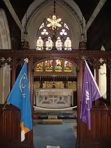 Scouting and Guiding flags in St Marys Church, Brownsea Island