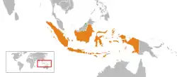 Map indicating locations of Brunei and Indonesia