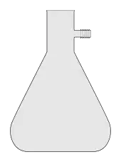 Büchner flask or sidearm flask — a thick-walled conical flask with a short hose-connection tube on the side of the neck.