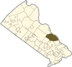 Location of Upper Makefield Township in Bucks County, Pennsylvania