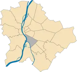 Location of District IX in Budapest (shown in grey)