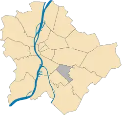 Location of District XIX in Budapest (shown in grey)