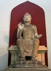 A seated Buddha in Dvaravati style, 6th century CE