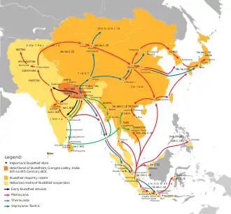 Expansion of Buddhism from north India towards East Asia