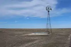 Windmill on the level plains of the Texas Panhandle