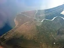 Aerial view the river's mouth, where it flows into the Adriatic