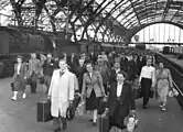 Inside the sheds in 1954, before the glass shattered in the war had been replaced