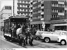 Replica of horse tram in operation