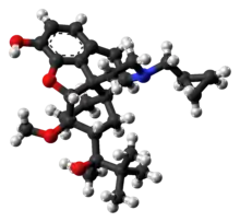 Ball-and-stick model of the buprenorphine molecule