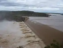 Spillway with flip bucket at Burdekin Dam