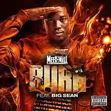 Meek Mill depicted on fire