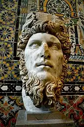 Ancient bust of Roman emperor Lucius Verus (r. 161–169 AD), a natural blond who would sprinkle gold dust in his hair to make it even blonder, Bardo National Museum, Tunis