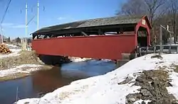 The Buttonwood Covered Bridge over Blockhouse Creek, built 1898 and on the National Register of Historic Places