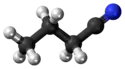 Ball-and-stick model of the butyronitrile molecule