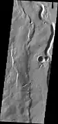 Buvinda Vallis, as seen by THEMIS.  Buvinda Vallis is associated with Hecates Tholus; it lies just east of Hecates Tholus.