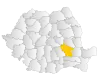 Map of Romania highlighting Buzău County