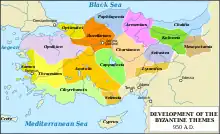 Map of Byzantine Empire showing the themes in circa 950