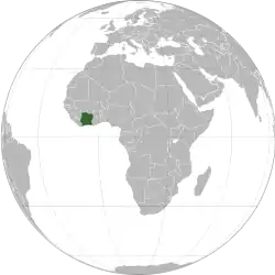 Location of French Ivory Coast