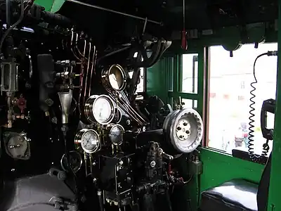 The engineer's side of No. 2816's control cab