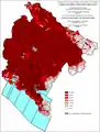 Share of Montenegrins in Montenegro by settlements 1981