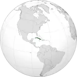 Cuba, shown in dark green