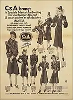 1938 Dutch newspaper advertisement for women's clothing sold at C&A stores