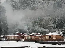 Snow in the winter in Curarrehue, Chile.