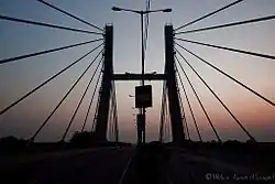 A straight view of the hanging bridge built on the National Highway 75, right over the Krishnarajapuram Railway station