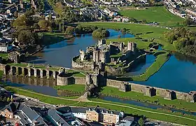 Caerphilly Castle, south of Wales, 13th century