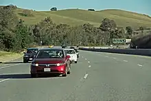 Cars driving near Page Mill Road on I-280.