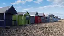 Row of beach huts at Calshot