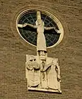 The Calvary which forms the east window by the British sculptor Eric Gill.